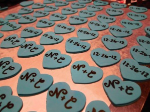 Gumpaste hearts to top the cupcakes